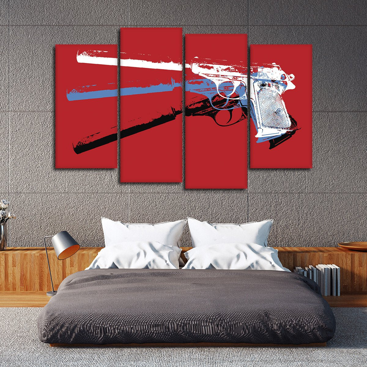 Hand Gun Pop Art Multi Panel Canvas Wall Art