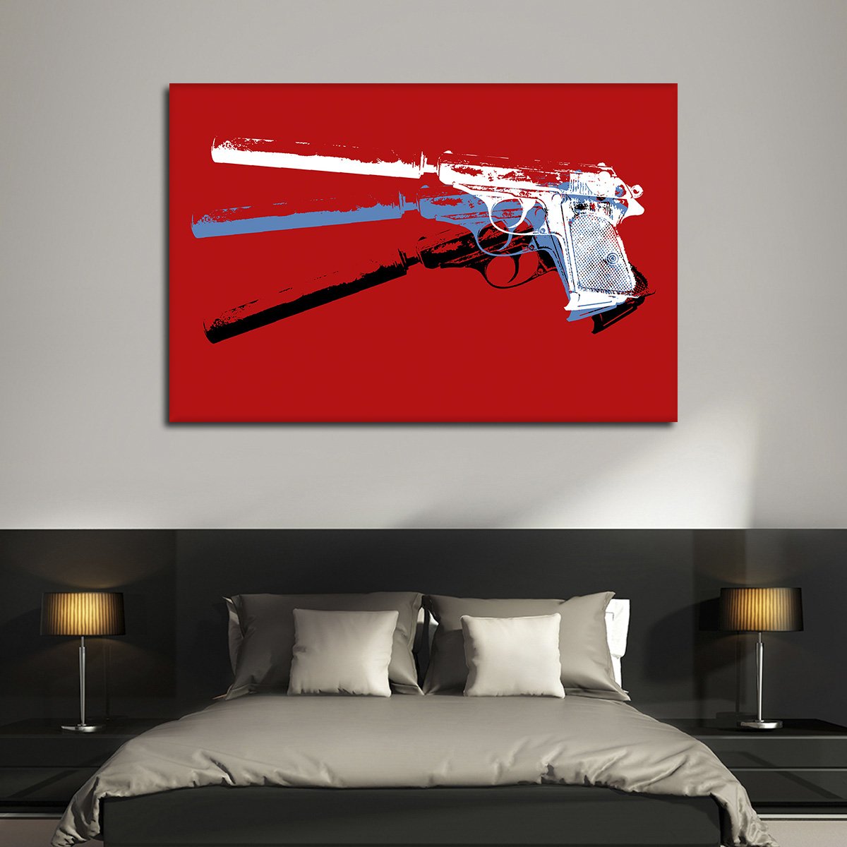 Hand Gun Pop Art Multi Panel Canvas Wall Art
