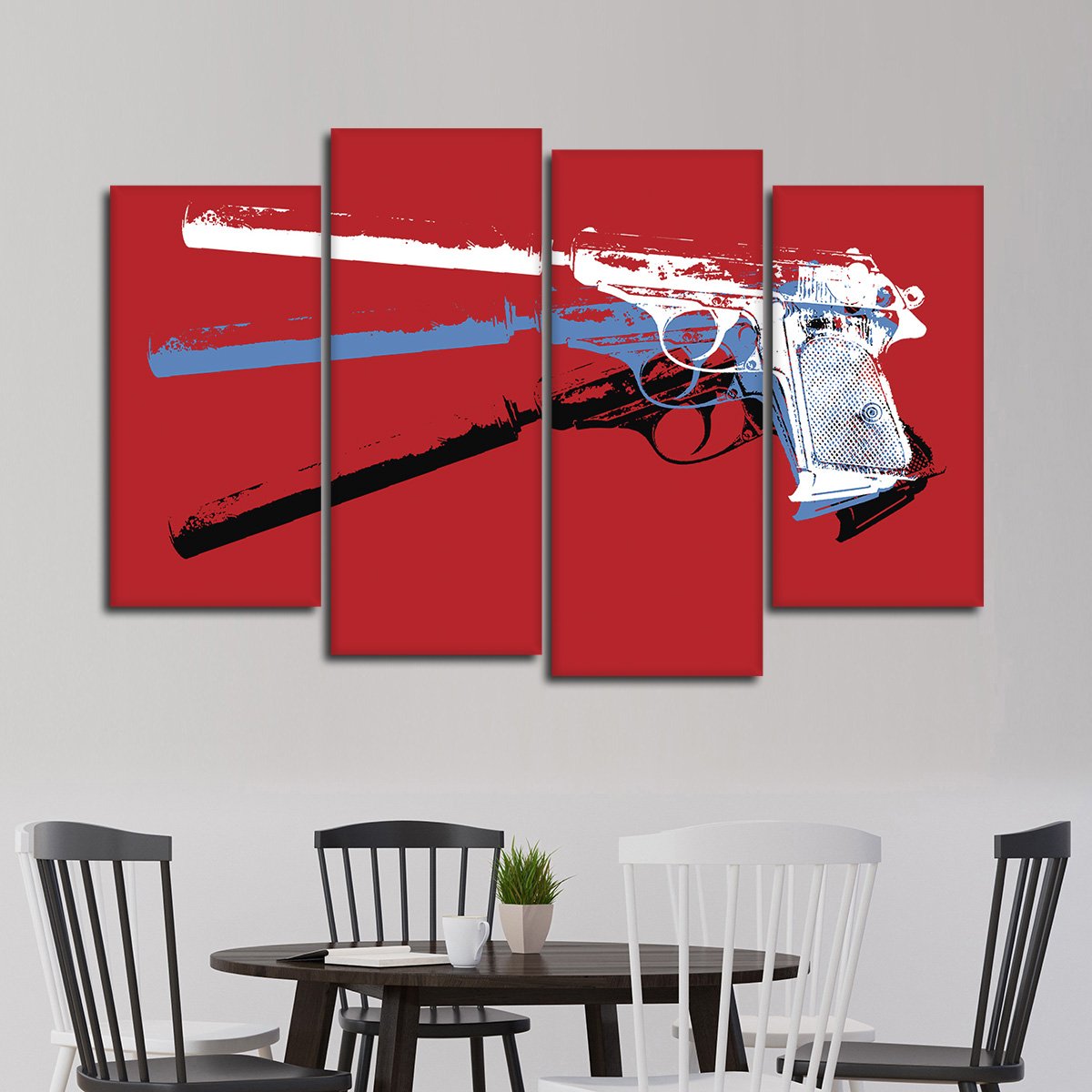 Hand Gun Pop Art Multi Panel Canvas Wall Art