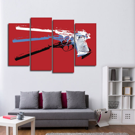 Hand Gun Pop Art Multi Panel Canvas Wall Art