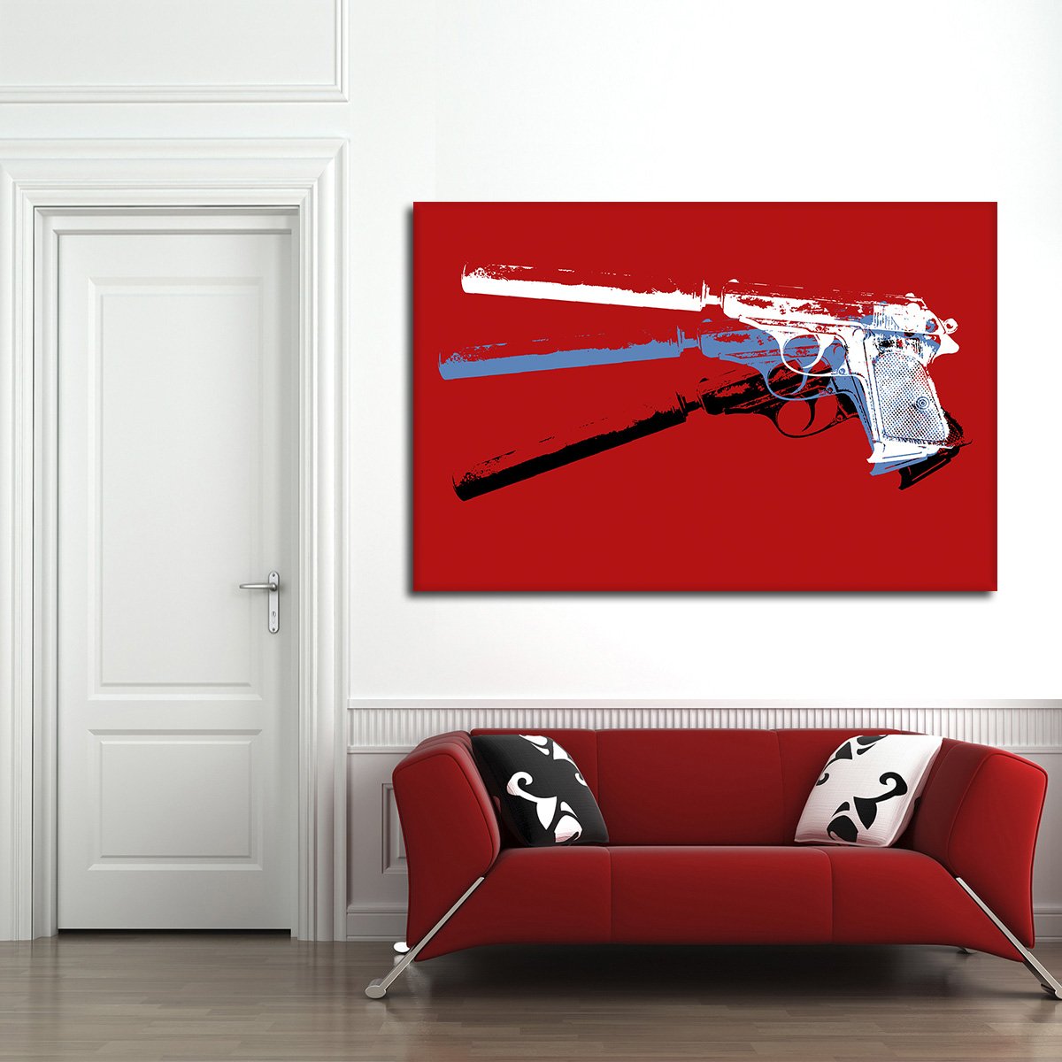 Hand Gun Pop Art Multi Panel Canvas Wall Art