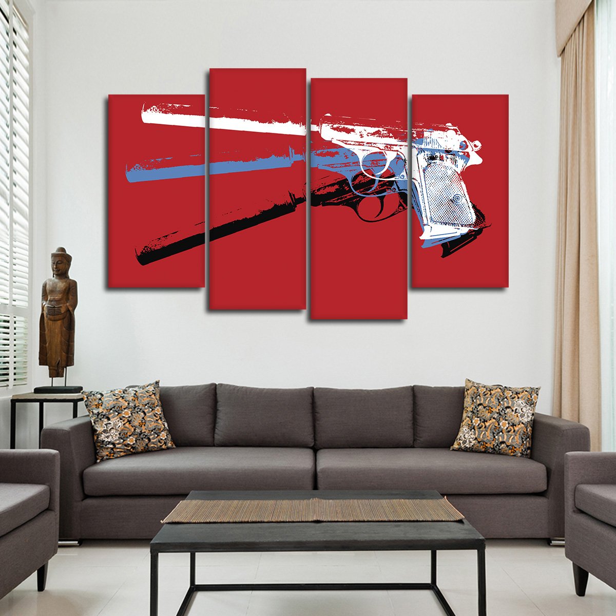 Hand Gun Pop Art Multi Panel Canvas Wall Art