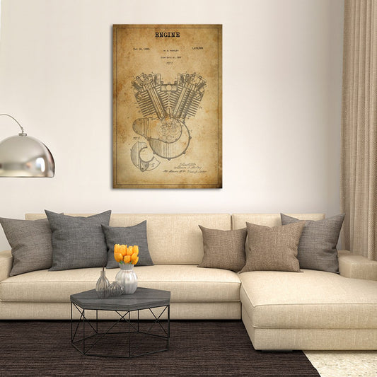 Engine Patent Canvas Wall Art