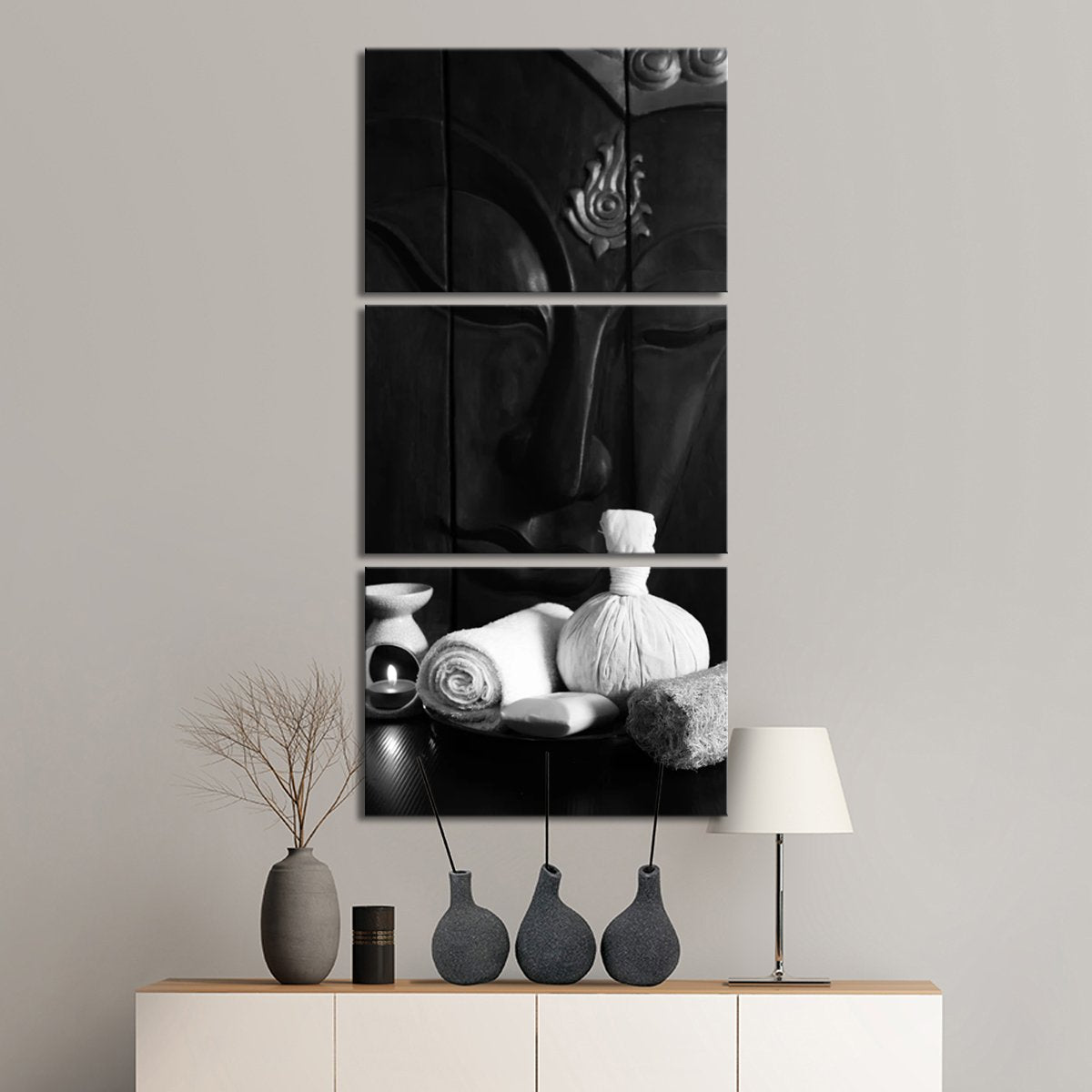 Harmonious Buddha BW Multi Panel Canvas Wall Art