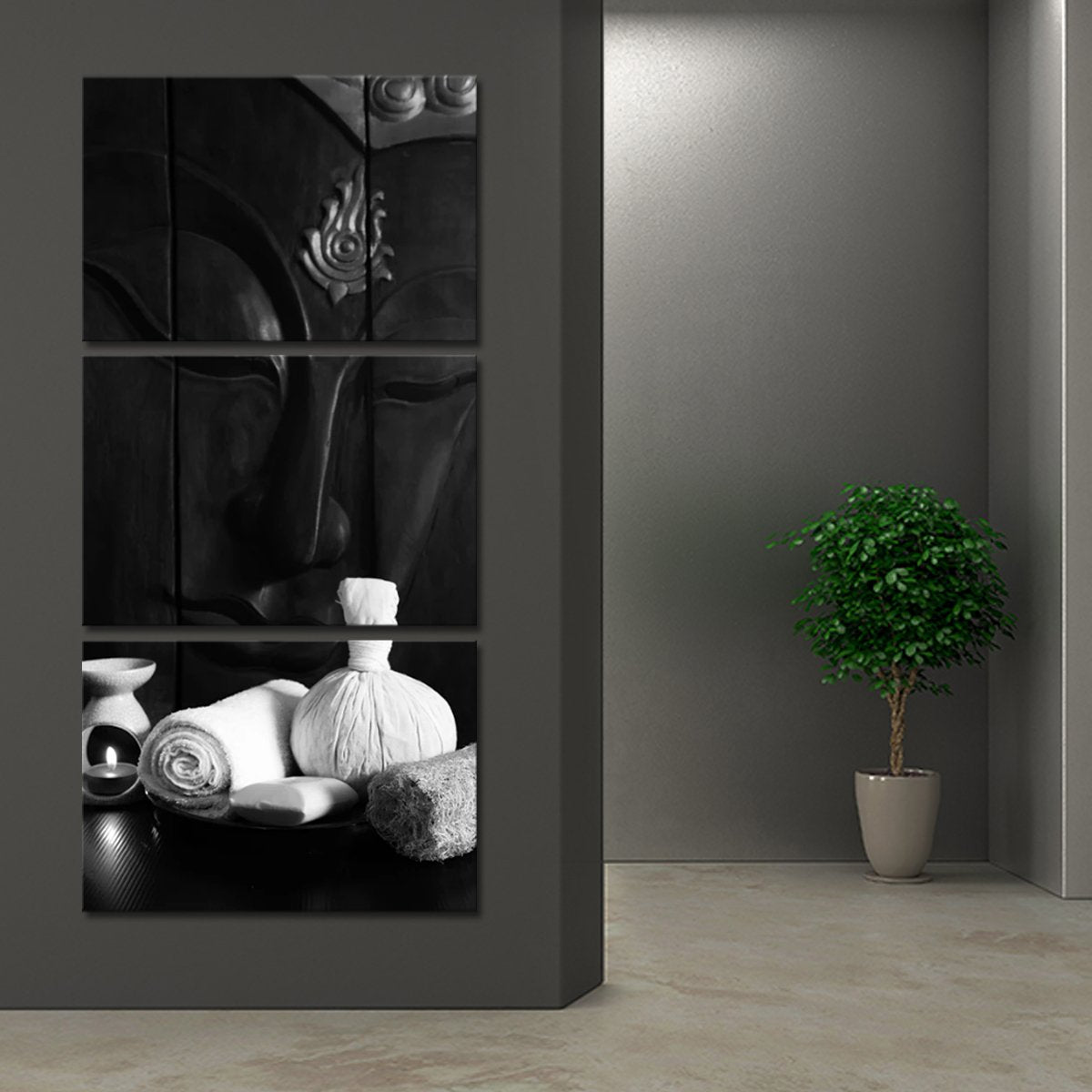 Harmonious Buddha BW Multi Panel Canvas Wall Art