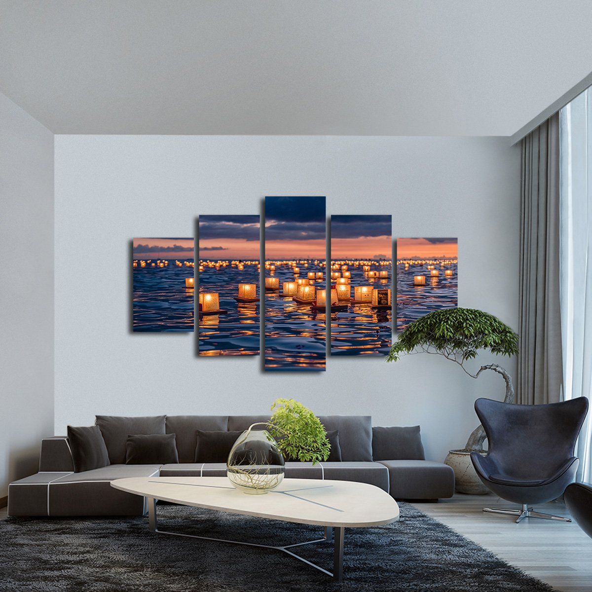 Hawaiian Lantern Festival Multi Panel Canvas Wall Art