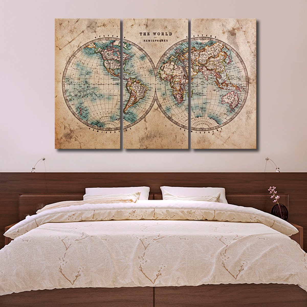 Hemisphere Map Multi Panel Canvas Wall Art