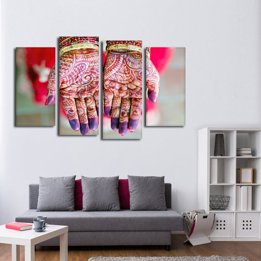 Henna Tattoo Multi Panel Canvas Wall Art