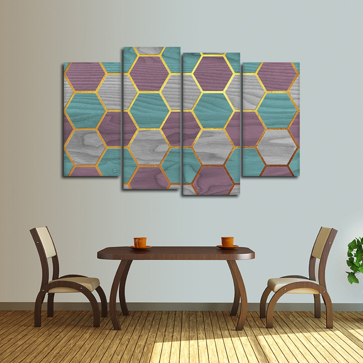 Hexagon Geo Multi Panel Canvas Wall Art