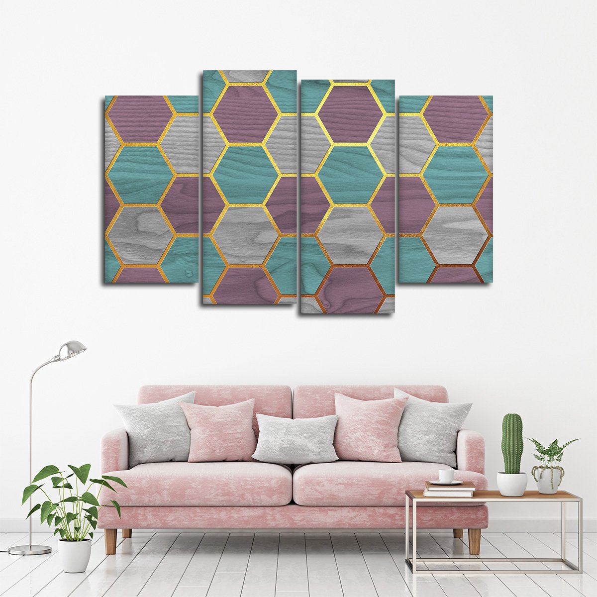 Hexagon Geo Multi Panel Canvas Wall Art
