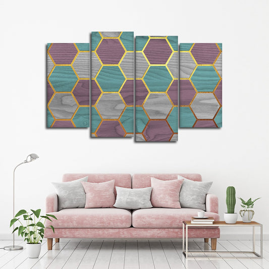 Hexagon Geo Multi Panel Canvas Wall Art
