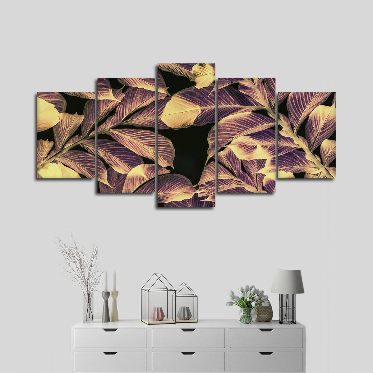 Urban Leaves Multi Panel Canvas Wall Art
