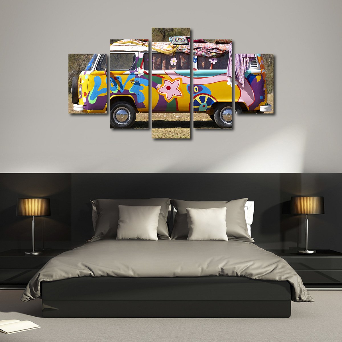 Hippie Van Multi Panel Canvas Wall Art