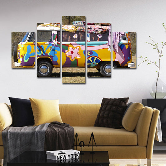 Hippie Van Multi Panel Canvas Wall Art