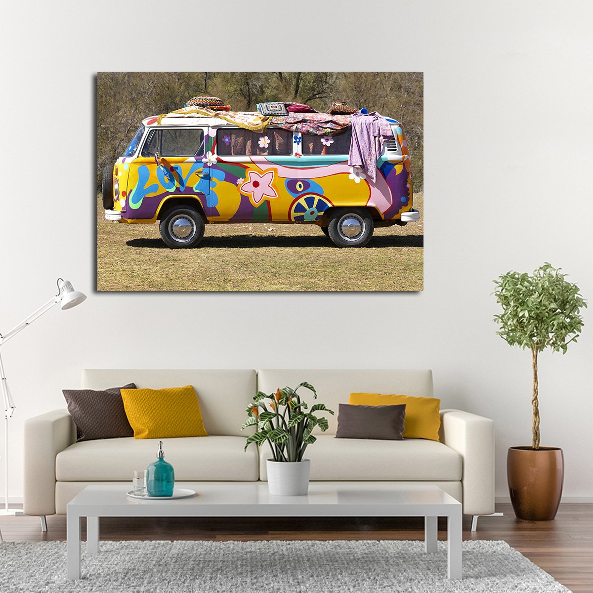 Hippie Van Multi Panel Canvas Wall Art