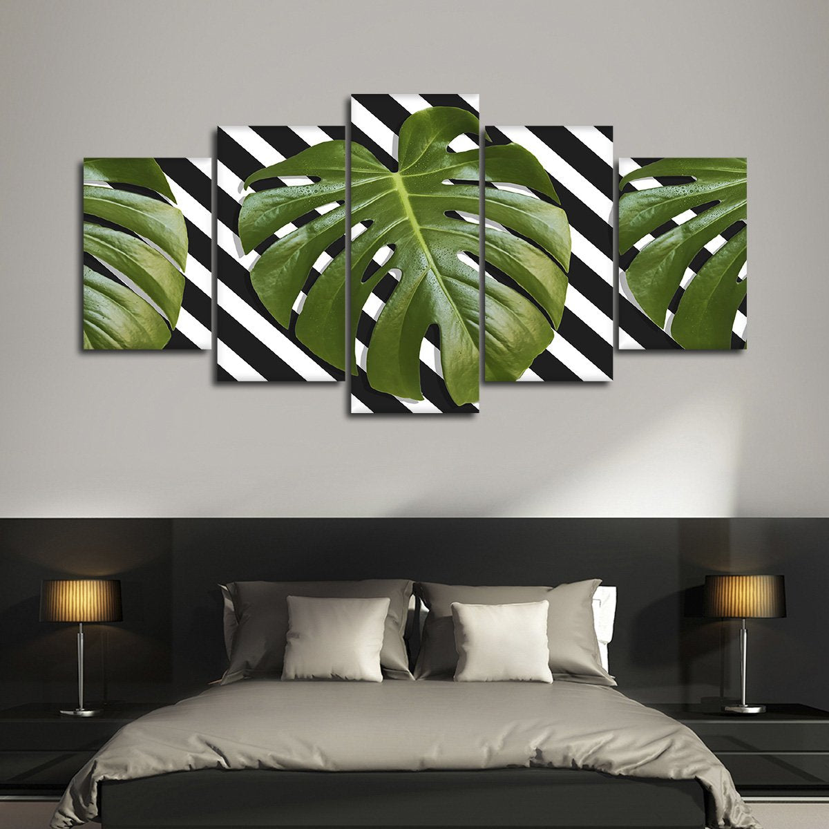 Hipster Leaves Multi Panel Canvas Wall Art
