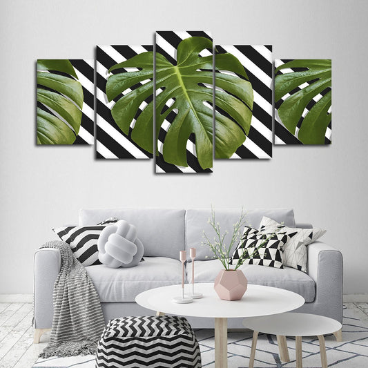 Hipster Leaves Multi Panel Canvas Wall Art