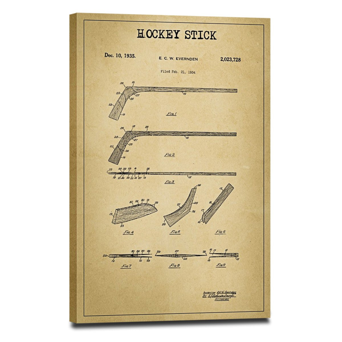Hockey Stick Patent Canvas Wall Art
