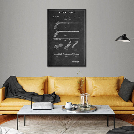 Hockey Stick Patent BW Canvas Wall Art