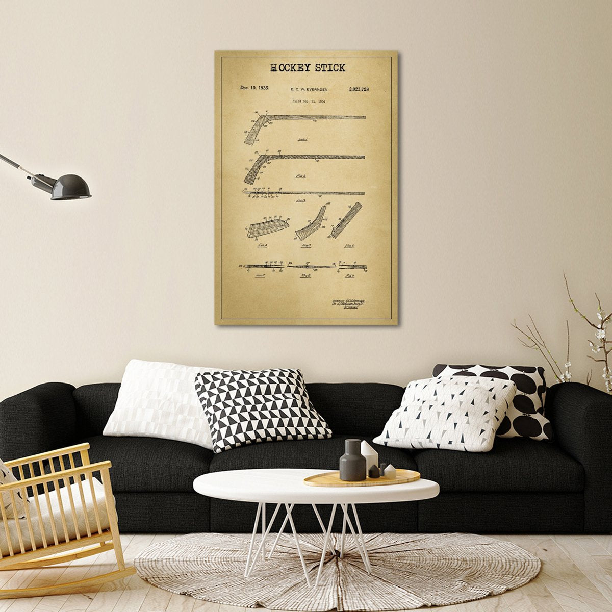 Hockey Stick Patent Canvas Wall Art