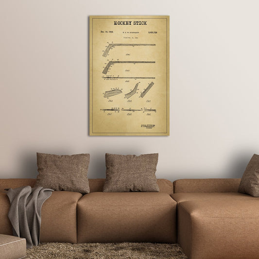 Hockey Stick Patent Canvas Wall Art
