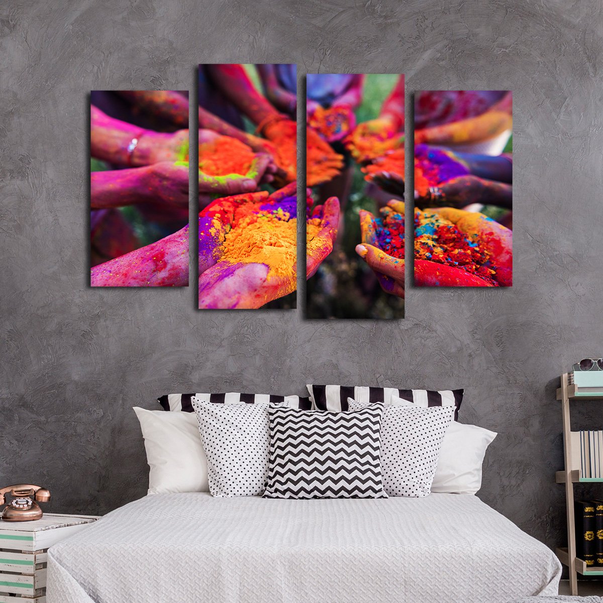 Holi Festival Powder Multi Panel Canvas Wall Art