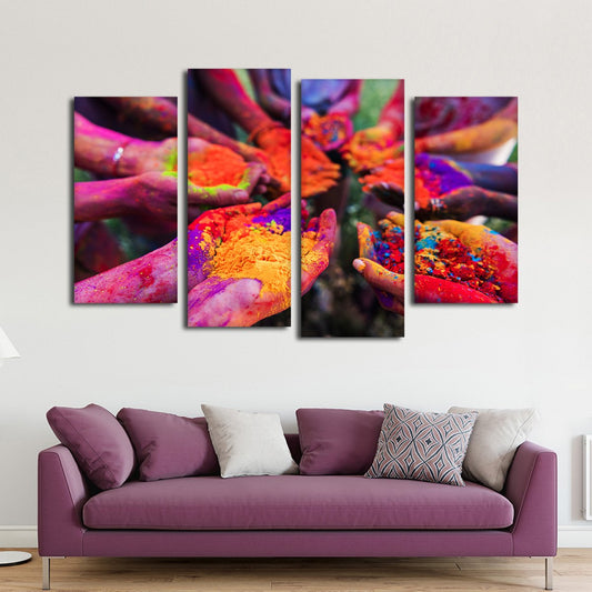 Holi Festival Powder Multi Panel Canvas Wall Art