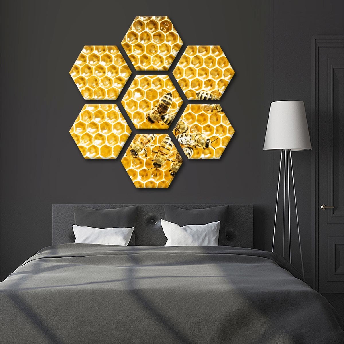 Honey Cells Multi Panel Canvas Wall Art