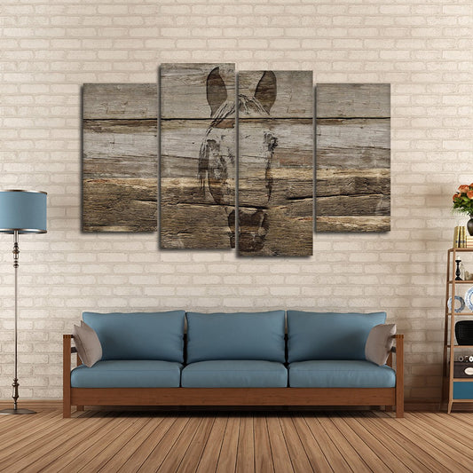 Horse In Wood Multi Panel Canvas Wall Art