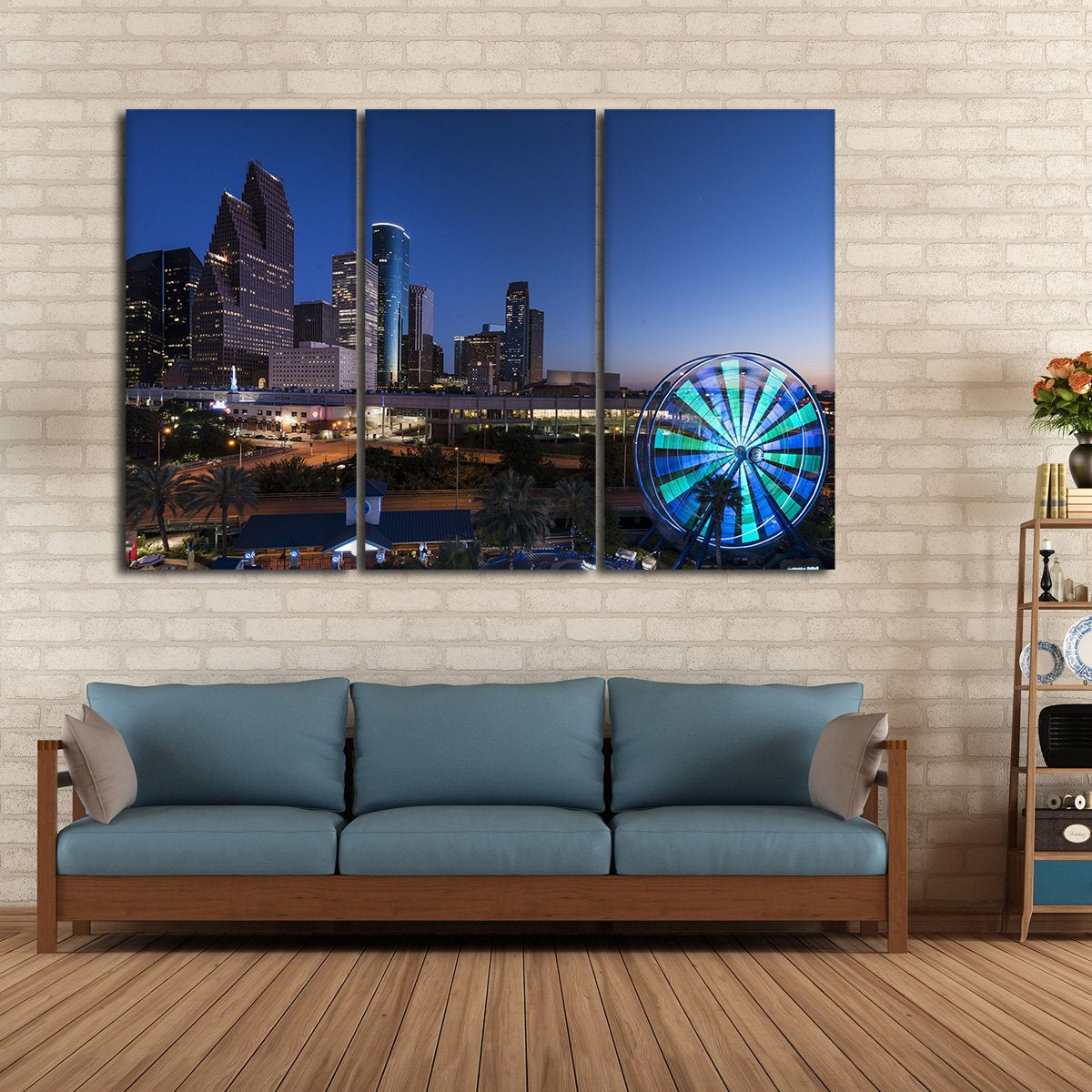 Houston At Night Multi Panel Canvas Wall Art