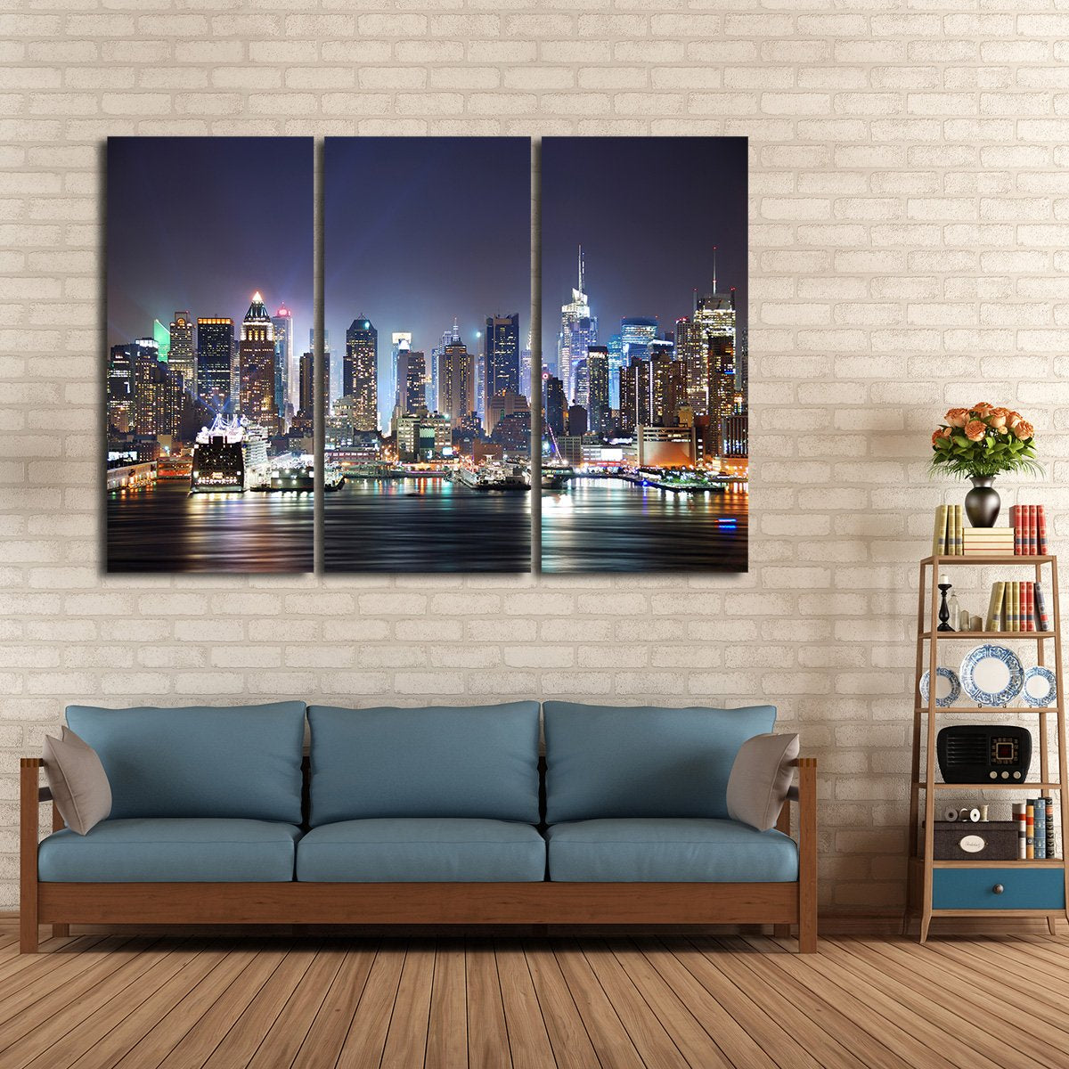 Hudson River View Multi Panel Canvas Wall Art