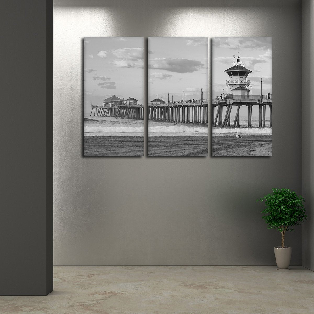Huntington Beach Pier Multi Panel Canvas Wall Art