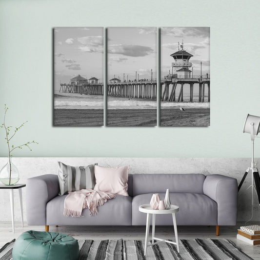 Huntington Beach Pier Multi Panel Canvas Wall Art