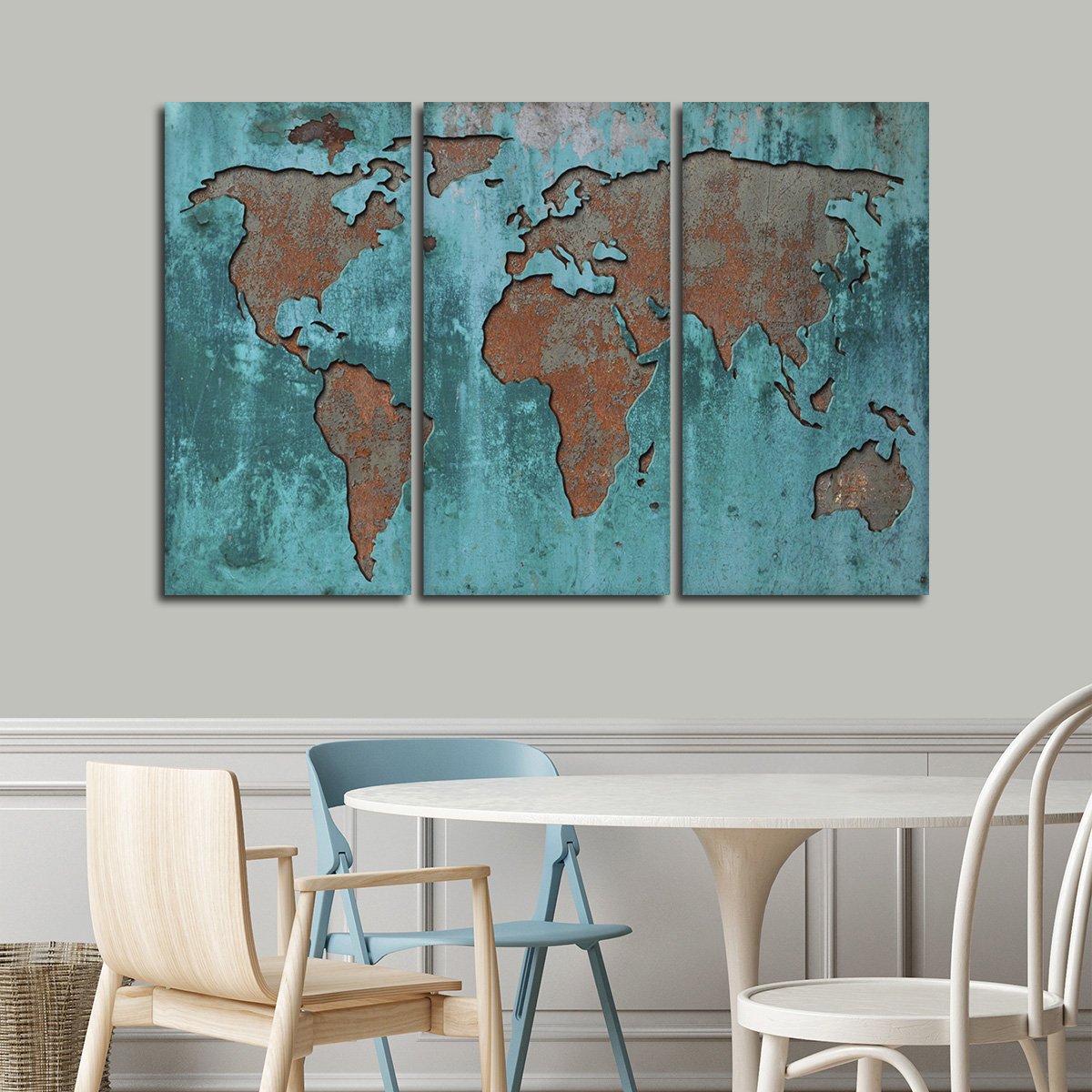 Impression World Map Multi Panel Canvas Wall Art