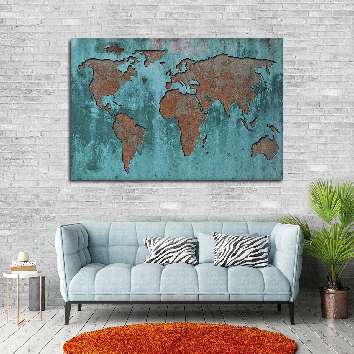Impression World Map Multi Panel Canvas Wall Art
