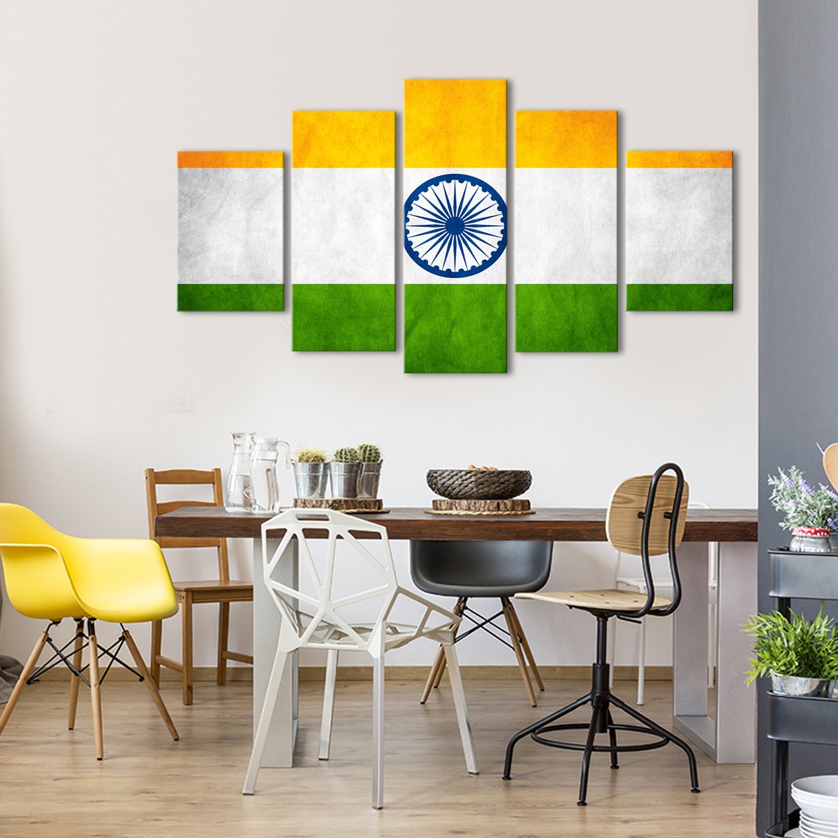 Indian Flag Multi Panel Canvas Wall Art