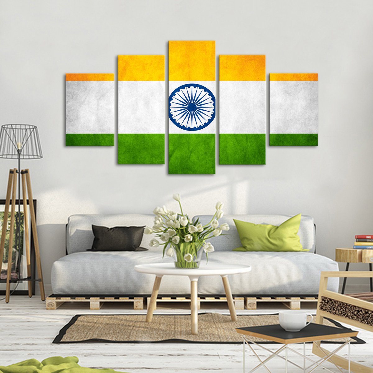 Indian Flag Multi Panel Canvas Wall Art