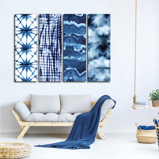 Indigo Tie Dye Combo Canvas Set Wall Art