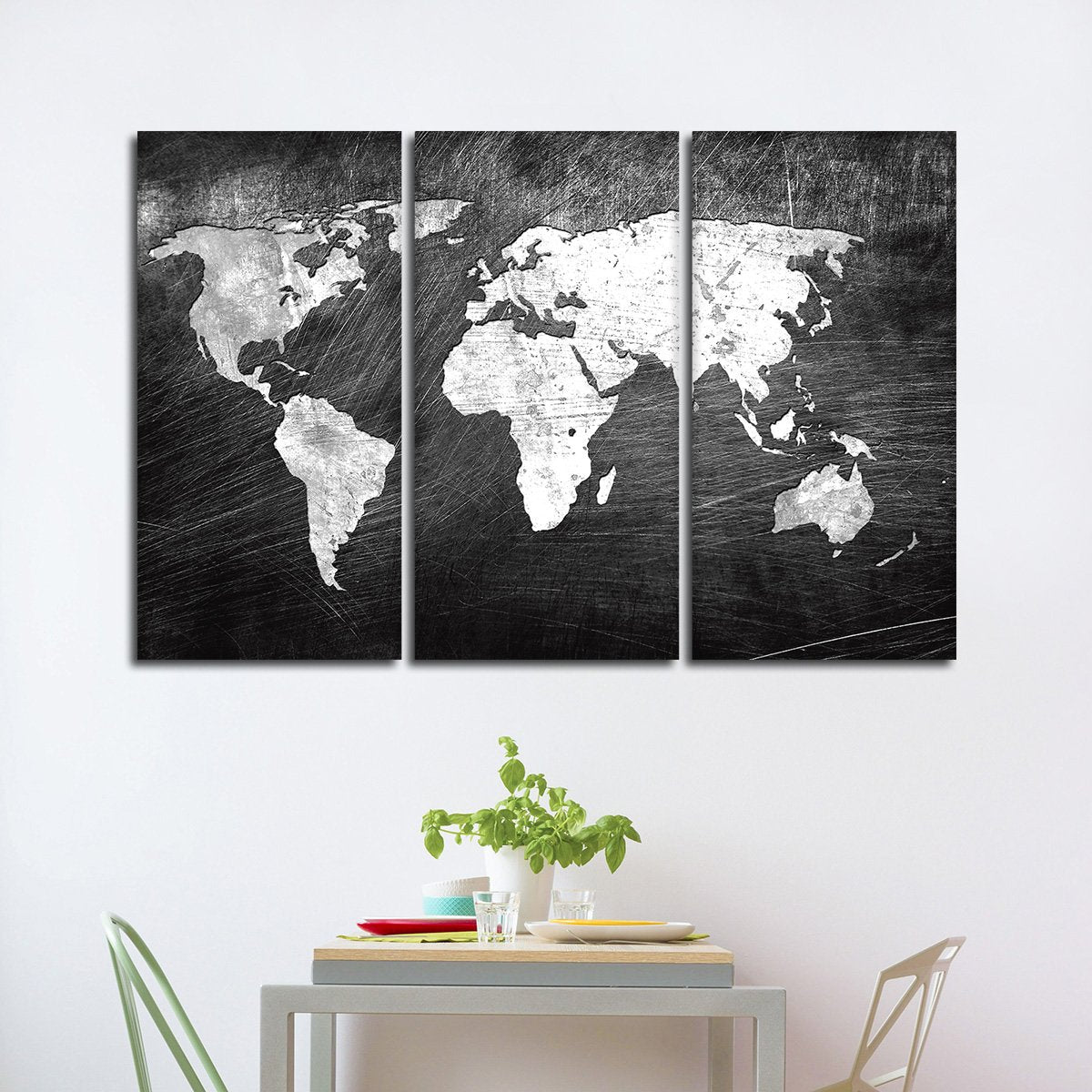 Iron Impression World Map Multi Panel Canvas Wall Art