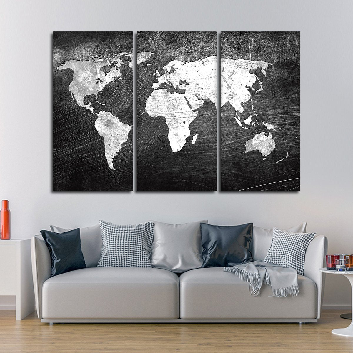 Iron Impression World Map Multi Panel Canvas Wall Art