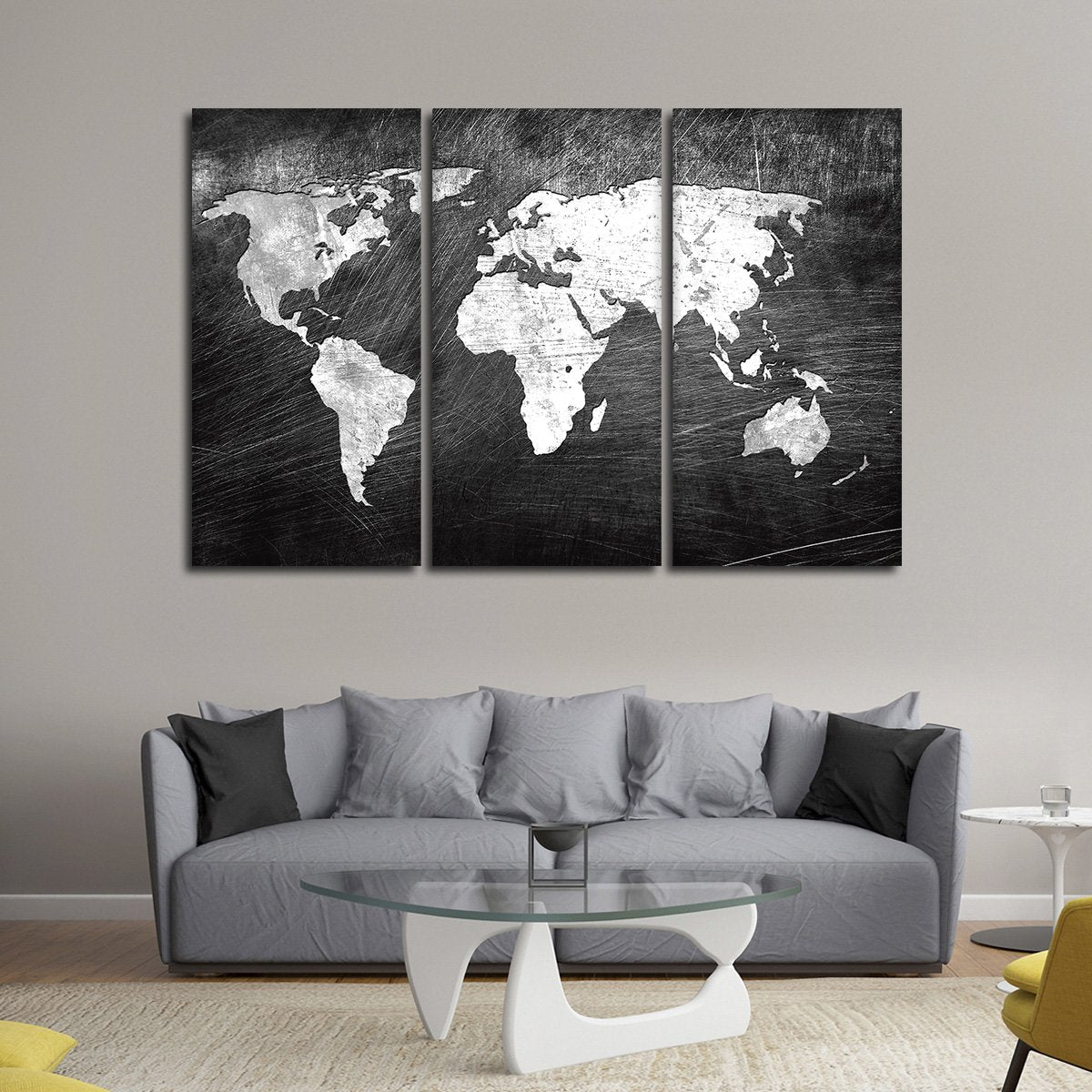 Iron Impression World Map Multi Panel Canvas Wall Art