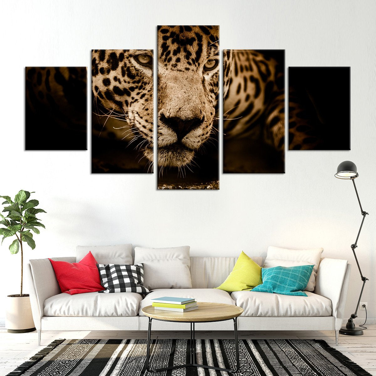 Jaguar Portrait Multi Panel Canvas Wall Art