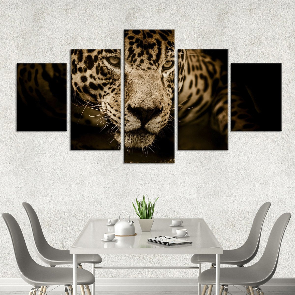 Jaguar Portrait Multi Panel Canvas Wall Art