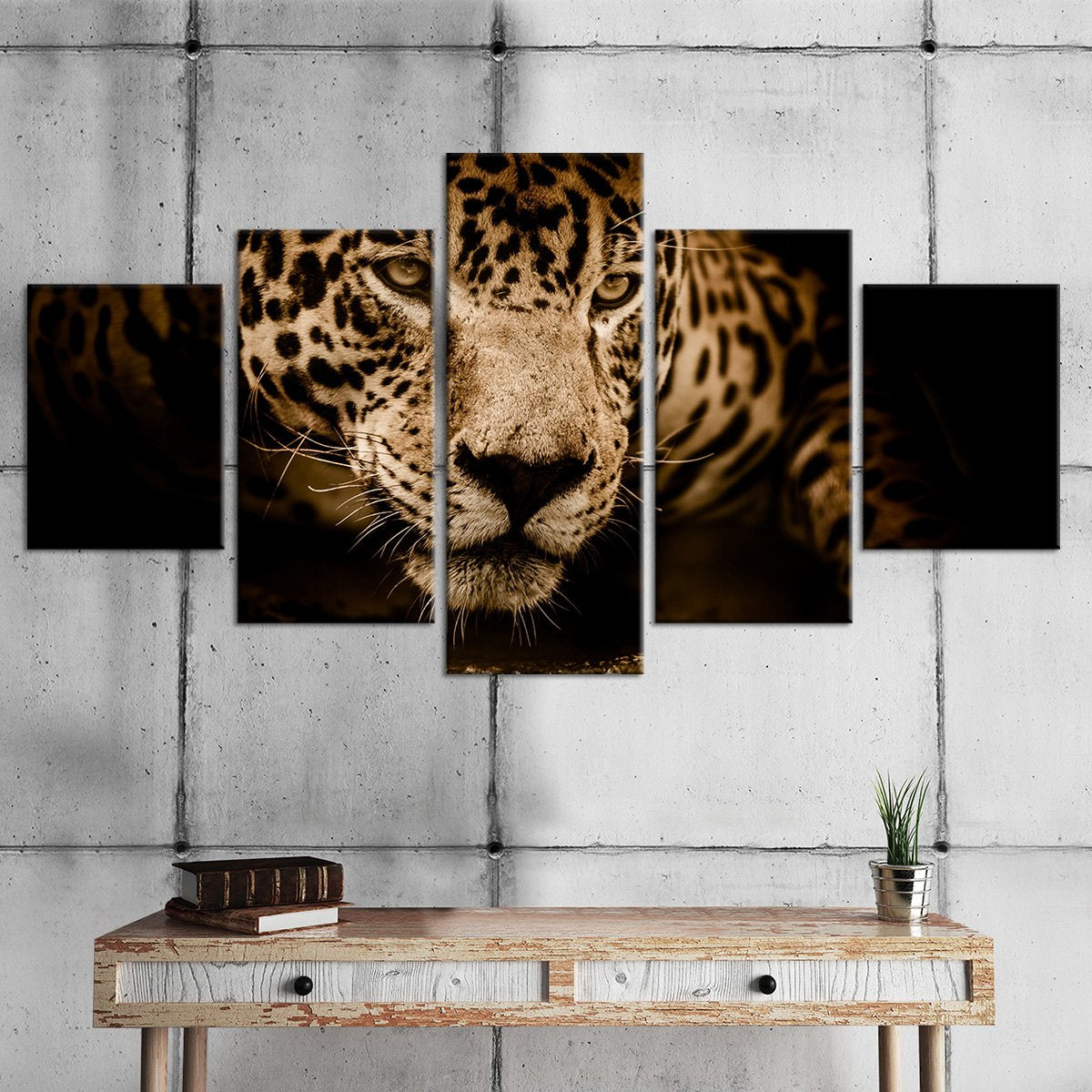 Jaguar Portrait Multi Panel Canvas Wall Art