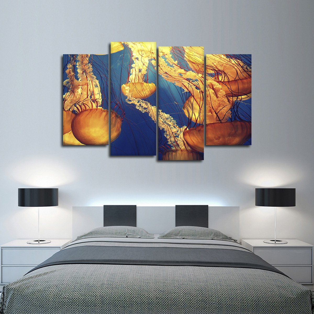Jellyfish Bloom Multi Panel Canvas Wall Art