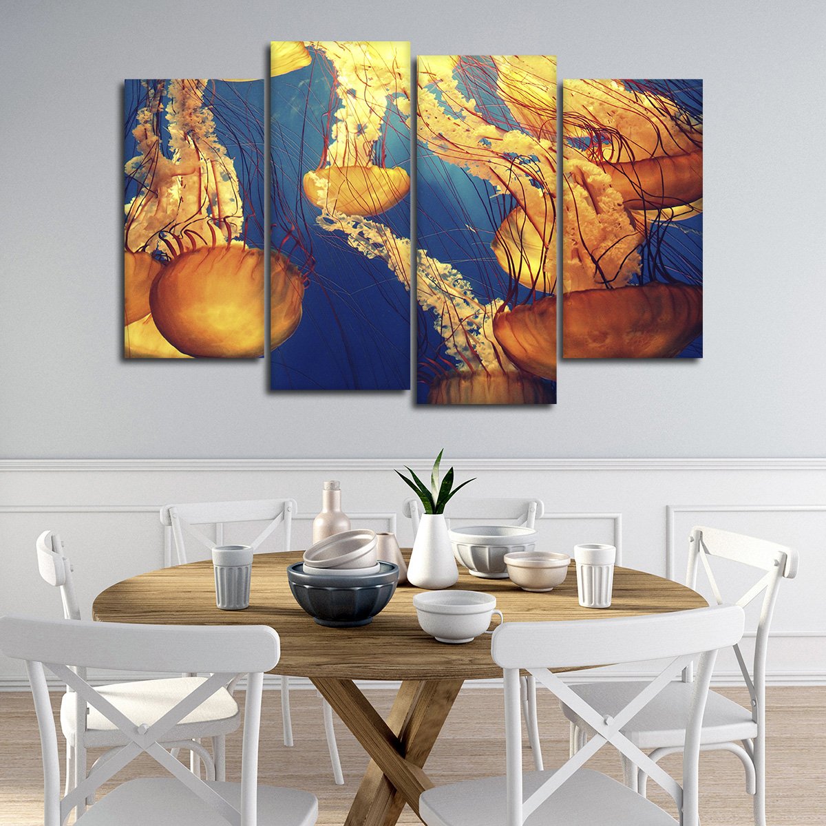 Jellyfish Bloom Multi Panel Canvas Wall Art