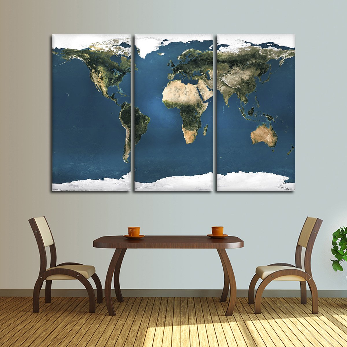 Journey World Map Multi Panel Canvas Wall Art