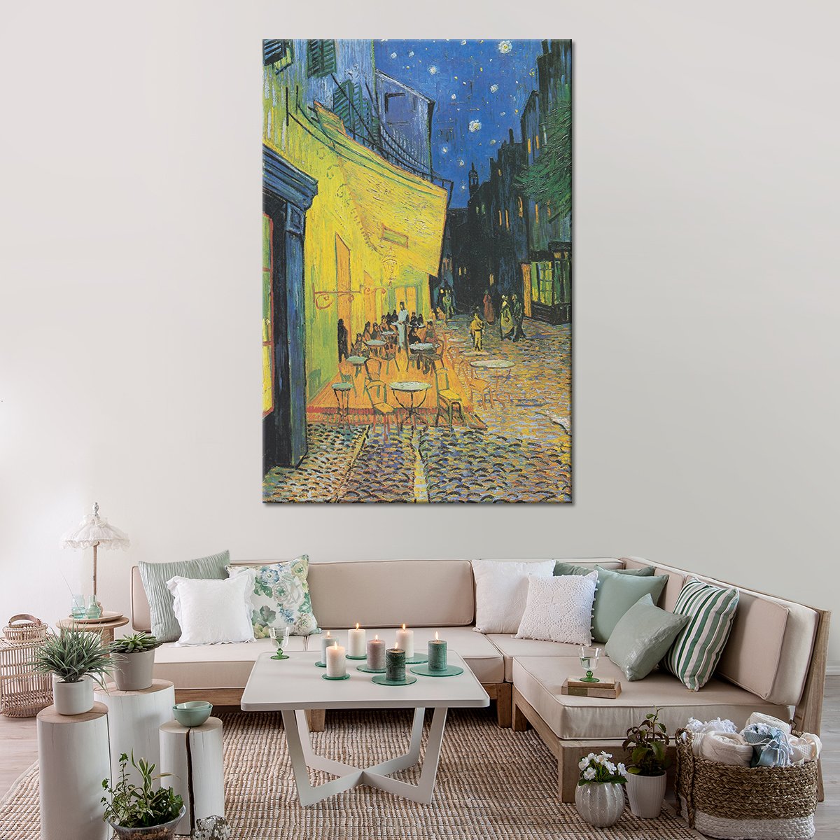 Cafe Terrace at Night Multi Panel Canvas Wall Art