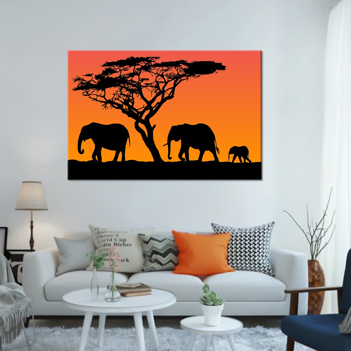 4 Elephants Multi Panel Canvas Wall Art