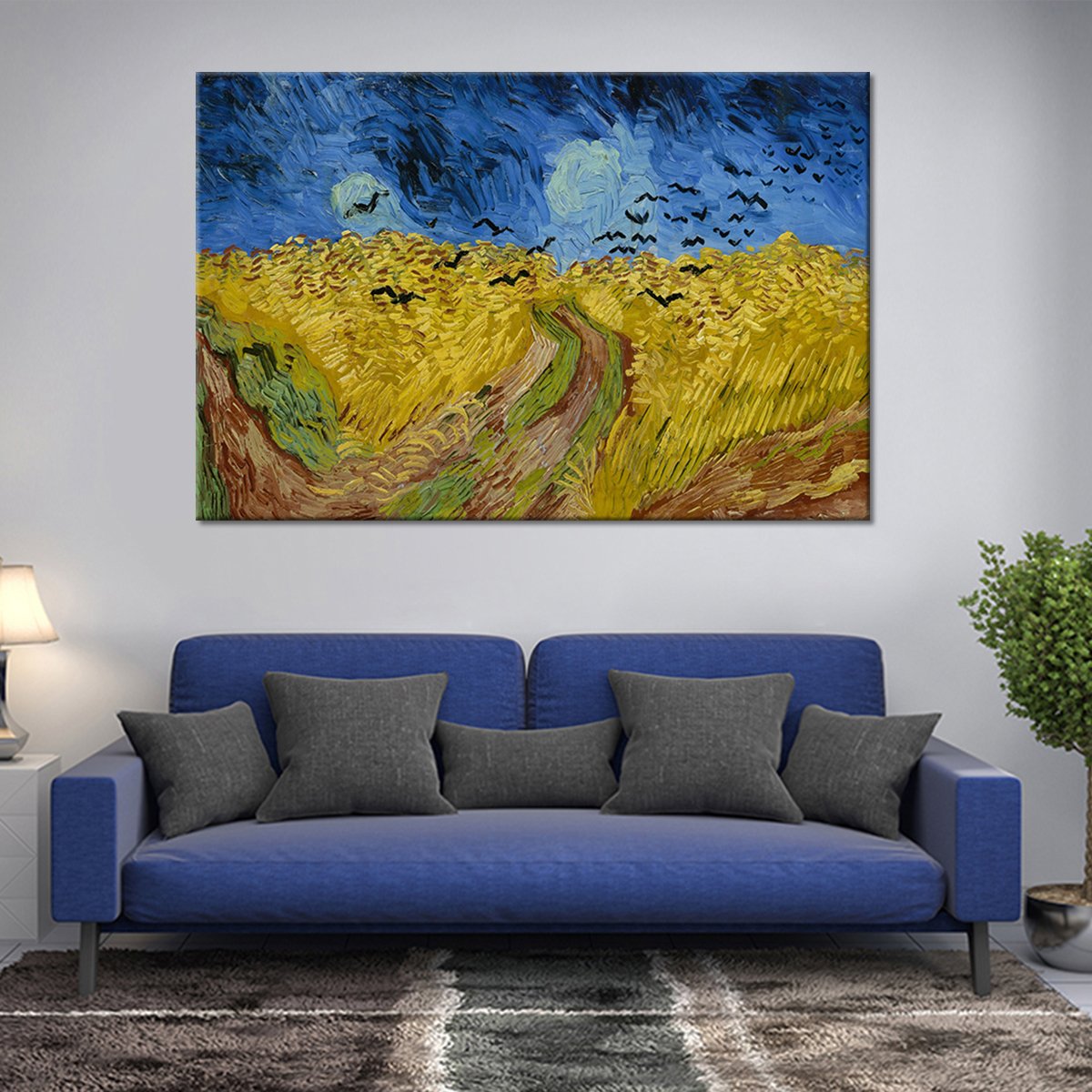 Wheatfield with Crows Multi Panel Canvas Wall Art
